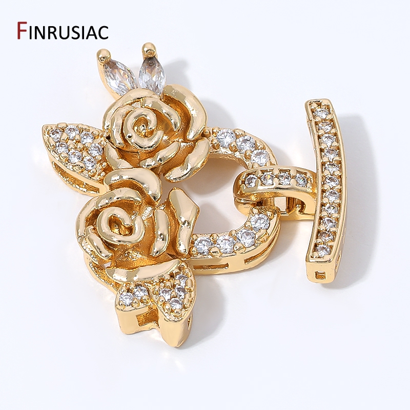 Jewelry Making Items - Kancing Mutiara Bunga Zirkon Berlapis Emas
