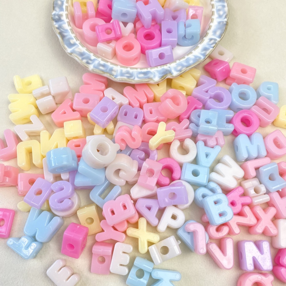 Jewelry Making Course - 10/50/100PCS Manik-manik Huruf Akrilik 14-20mm Warna