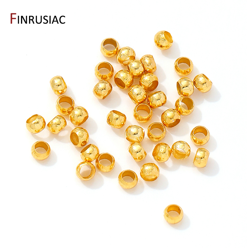 Crimp Bead Tube - 18K manik-manik ujung kerut tabung/bulat kuningan